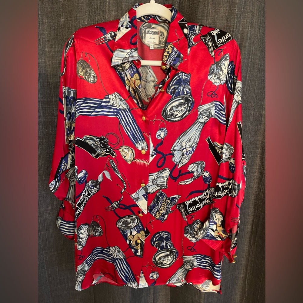 Vintage MOSCHINO 1990s - Coke, Toothpaste, and other Whimsical Trash Shirt